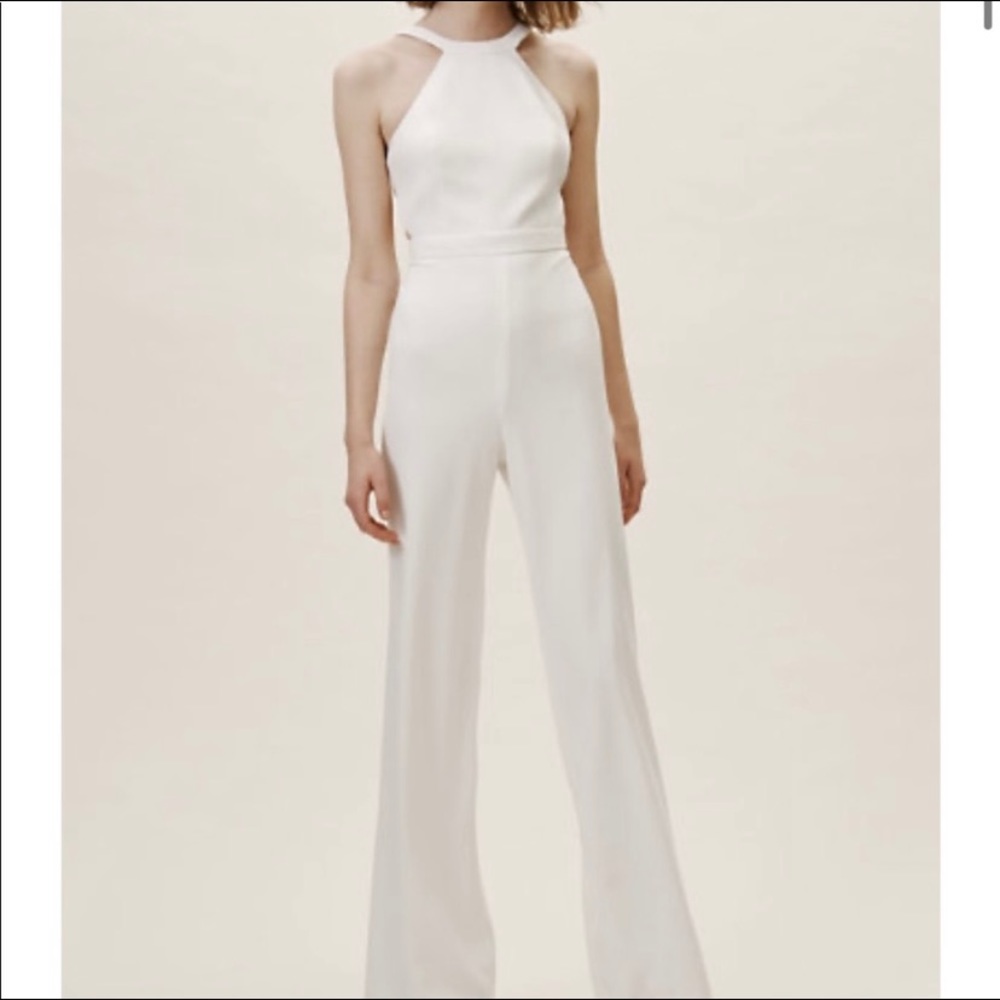 BHLDN White Halter-Neck Wide-Leg Jumpsuit